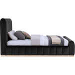 Amara Velvet Upholstered Queen Bed in Black