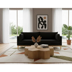 Langham 89.5" Linen Textured Fabric Upholstered Sofa in Black