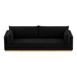 Langham 89.5" Linen Textured Fabric Upholstered Sofa in Black