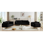 Langham 89.5" Linen Textured Fabric Upholstered Sofa in Black