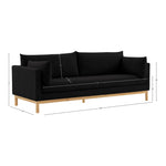 Langham 89.5" Linen Textured Fabric Upholstered Sofa in Black
