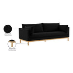 Langham 89.5" Linen Textured Fabric Upholstered Sofa in Black