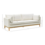 Langham 89.5" Linen Textured Fabric Upholstered Sofa in Cream