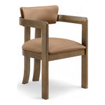 Lavrin Vegan Leather Upholstered Dining Arm Chair in Cognac