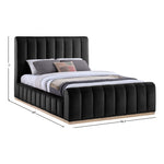 Amara Velvet Upholstered Queen Bed in Black
