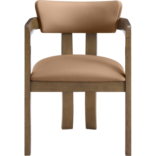 Lavrin Vegan Leather Upholstered Dining Arm Chair in Cognac