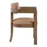 Lavrin Vegan Leather Upholstered Dining Arm Chair in Cognac