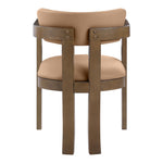 Lavrin Vegan Leather Upholstered Dining Arm Chair in Cognac