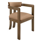 Lavrin Vegan Leather Upholstered Dining Arm Chair in Cognac