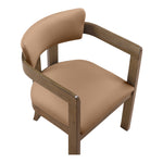 Lavrin Vegan Leather Upholstered Dining Arm Chair in Cognac