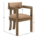 Lavrin Vegan Leather Upholstered Dining Arm Chair in Cognac
