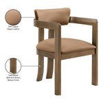 Lavrin Vegan Leather Upholstered Dining Arm Chair in Cognac