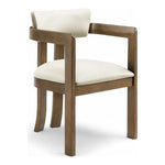 Lavrin Vegan Leather Upholstered Dining Arm Chair in Cream