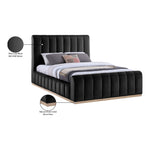 Amara Velvet Upholstered Queen Bed in Black