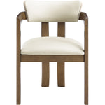 Lavrin Vegan Leather Upholstered Dining Arm Chair in Cream