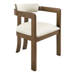 Lavrin Vegan Leather Upholstered Dining Arm Chair in Cream
