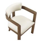 Lavrin Vegan Leather Upholstered Dining Arm Chair in Cream