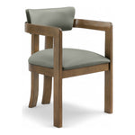 Lavrin Vegan Leather Upholstered Dining Arm Chair in Olive