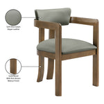 Lavrin Vegan Leather Upholstered Dining Arm Chair in Olive