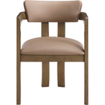 Lavrin Vegan Leather Upholstered Dining Arm Chair in Tan