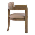Lavrin Vegan Leather Upholstered Dining Arm Chair in Tan