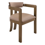 Lavrin Vegan Leather Upholstered Dining Arm Chair in Tan