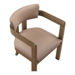 Lavrin Vegan Leather Upholstered Dining Arm Chair in Tan