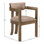 Lavrin Vegan Leather Upholstered Dining Arm Chair in Tan