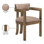 Lavrin Vegan Leather Upholstered Dining Arm Chair in Tan