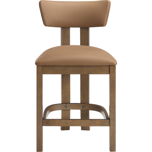 Lavrin Vegan Leather Upholstered Counter Stool in Cognac