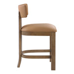 Lavrin Vegan Leather Upholstered Counter Stool in Cognac