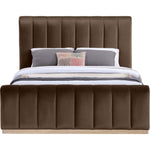 Amara Velvet Upholstered Queen Bed in Brown