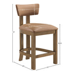 Lavrin Vegan Leather Upholstered Counter Stool in Cognac