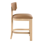 Lavrin Vegan Leather Upholstered Counter Stool in Cognac