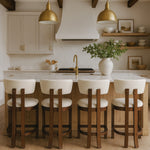 Lavrin Vegan Leather Upholstered Counter Stool in Cream