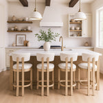 Lavrin Vegan Leather Upholstered Counter Stool in Cream