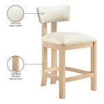 Lavrin Vegan Leather Upholstered Counter Stool in Cream