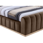 Amara Velvet Upholstered Queen Bed in Brown