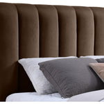 Amara Velvet Upholstered Queen Bed in Brown