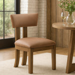 Lavrin Vegan Leather Upholstered Dining Side Chair in Tan
