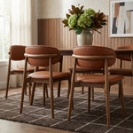 Leesa Vegan Leather Upholstered Dining Chair in Tan