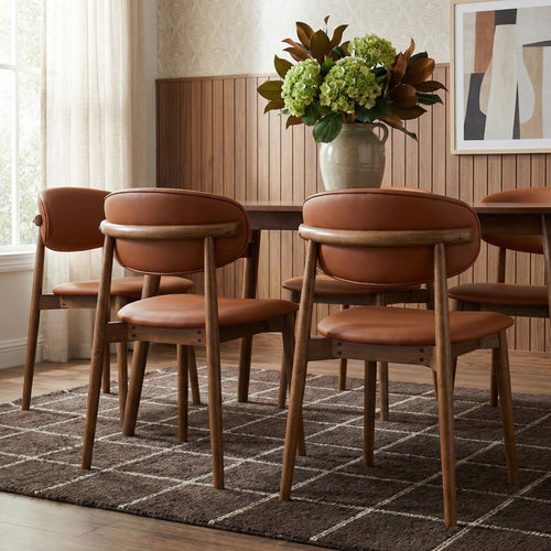Leesa Vegan Leather Upholstered Dining Chair in Tan