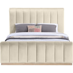 Amara Velvet Upholstered Queen Bed in Cream