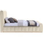 Amara Velvet Upholstered Queen Bed in Cream