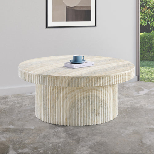 Legatto Travertine Finish Concrete Indoor / Outdoor Coffee Table in Natural