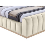 Amara Velvet Upholstered Queen Bed in Cream