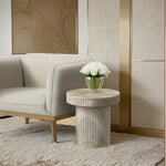 Legatto Travertine Finish Concrete Indoor / Outdoor End Table in Natural