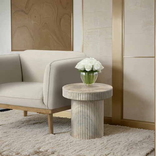 Legatto Travertine Finish Concrete Indoor / Outdoor End Table in Natural