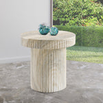 Legatto Travertine Finish Concrete Indoor / Outdoor End Table in Natural
