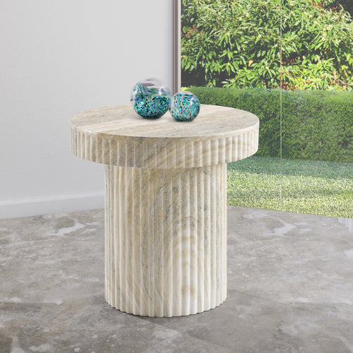 Legatto Travertine Finish Concrete Indoor / Outdoor End Table in Natural